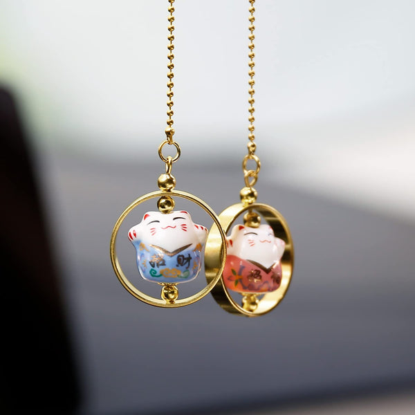 Lucky Cat Hanging Ceramic Pendant
